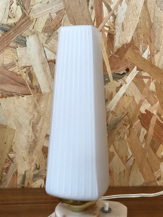 Image 1 of 2 vintage marble and opaline lamps from the 70s