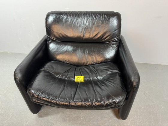 Image 1 of Mid-Century Italian Design Black Leather Lounge Chairs by Titina Ammannati & Giampiero Vitelli for Brunati, Italy, set/2, 1970s