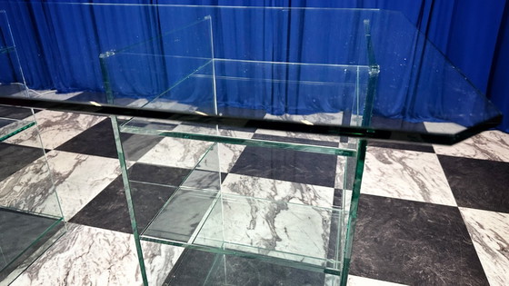 Image 1 of Scrivania vintage anni '80 in vetro stile Art Deco Revival Postmoderno anni '80 Italia