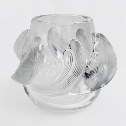 Vase en cristal Art Déco "Vagues" Signé Lalique, France 1960s