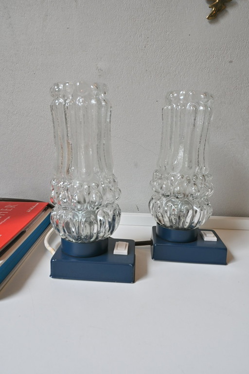 Set of vintage night lights with blue base