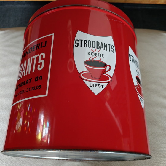 Image 1 of Scatola di latta vintage per caffè Stroobants – Scatola pubblicitaria per caffè belga – Diest