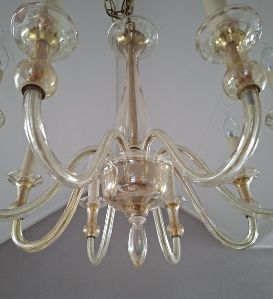 Vintage Italian Murano 8-Arm Chandelier - Crystal. – Copper (photo 16 of 17)