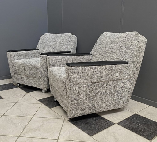 set of 2 grey relax chairs on castors 1970s
