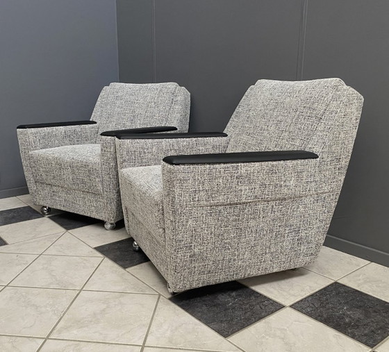 Image 1 of set of 2 grey relax chairs on castors 1970s