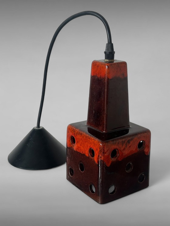 Image 1 of Vintage space age hanglamp retro oranje lava keramiek