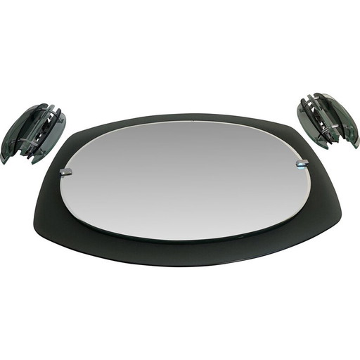 Miroir vintage Veca avec 2 lampes murales, Italie