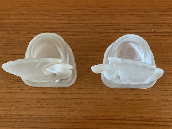 Image 1 of Bougeoirs cygnes en verre dépoli, style Art déco, lot de 2, années 1930