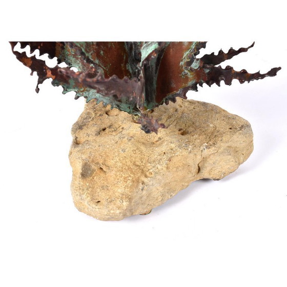 Image 1 of John Steck Desert Rose Metaal en Steen Vintage Brutalist Sculptuur