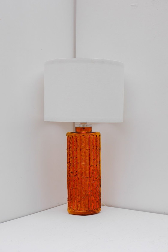 Grand Orange Glass Table Lamp by Gustav Leek for Orrefors, Sweden (photo 8 of 19)