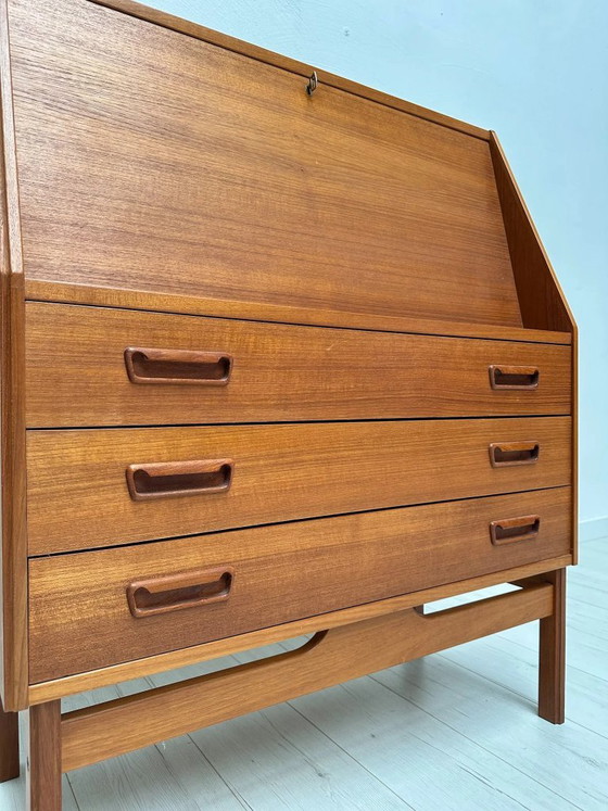 Secrétaire Vintage Danois Design Teck des Années 1960 par Dyrlund, Bureaux, Bois, Marron (photo 5 sur 13)
