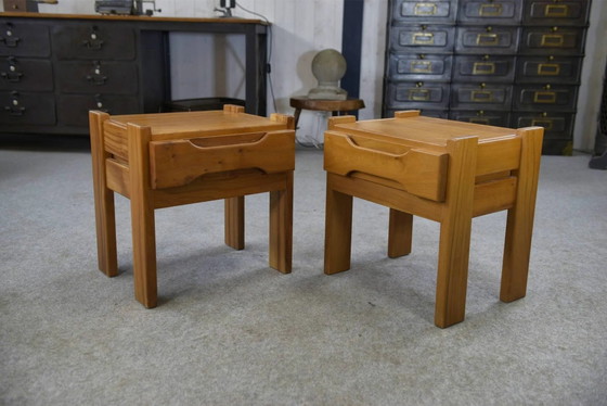 Pair of elm bedside tables for Maison REGAIN 1970s – Nightstands, Wood (photo 11 of 11)