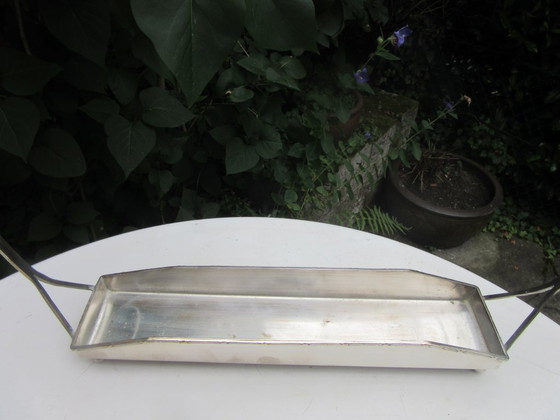 Image 1 of Supporto per ampolla in argento placcato e vetro di cristallo, stile Art Nouveau, vintage