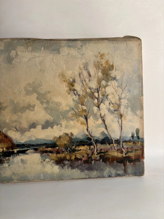 Oil on Canvas Natural Landscape Painting by C. Castelfranchi, 1950s, Paintings & Drawings (photo 4 of 8)