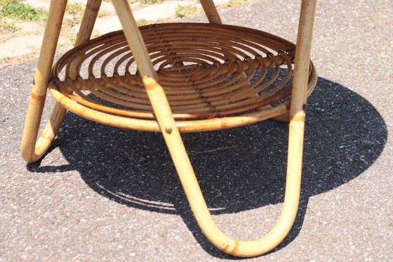 Image 1 of Salontafel van rotan en keramiek van Audoux & Minet, 1950