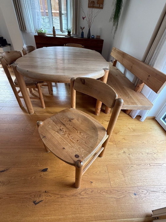 Image 1 of Rainer Daumiller massief houten eetkamerset: eettafel, bank, 5 stoelen