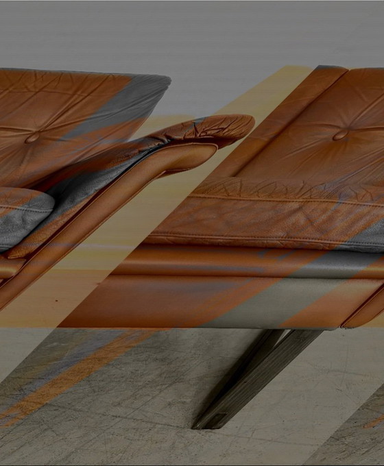 Image 1 of VINTAGE DANISH SVEND SKIPPER 3 PERSON SOFA IN COGNAC LEATHER 1970,s