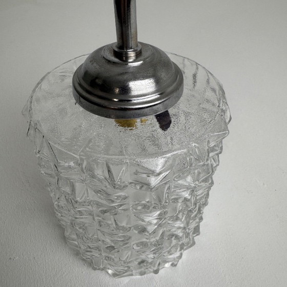 Antieke vintage glazen wandlamp met een "diamantvormig" ontwerp. – Wandlampen, Metal (photo 3 of 8)