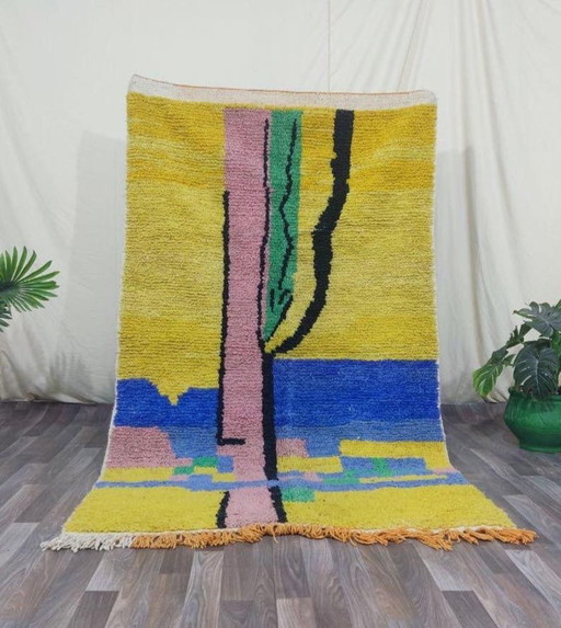 Alfombra tejida a mano de pura lana con coloridos diseños, 150/250 cm.