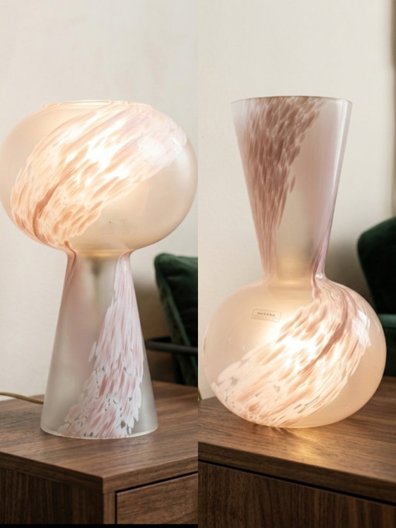 Image 1 of MURANO Vintage Pink Swirl Glass Table Lamp - Mid-Century - Made in Italy - Perfect