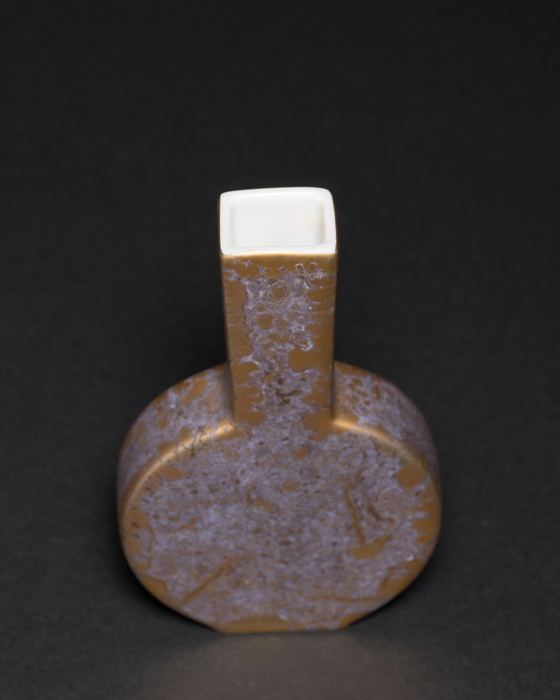 Image 1 of Vase et boîte à couvercle vintage Helmut Drexler Rosenthal en porcelaine allemande Goldfeuer