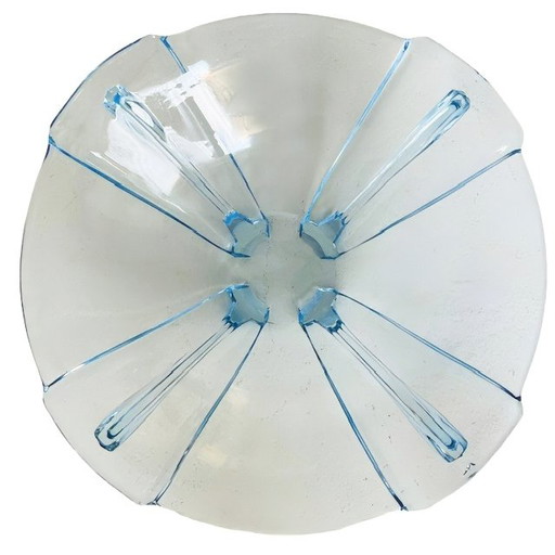 Walther & Sohne pressed glass fruit bowl light blue Artdeco 1930's