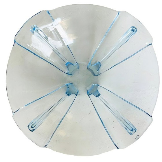 Image 1 of Walther & Sohne pressed glass fruit bowl light blue Artdeco 1930's