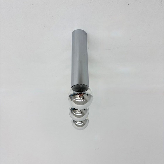 Image 1 of Set di 3 lampade da soffitto/parete minimaliste con tubo cromato, anni '70