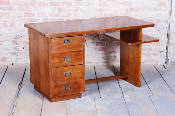 Restored Art Deco Writing Desk, J. Halabala, UP Zavody, Oak, Beech, Czech, 1930s – Jindřich Halabala, Wood (photo 8 of 12)