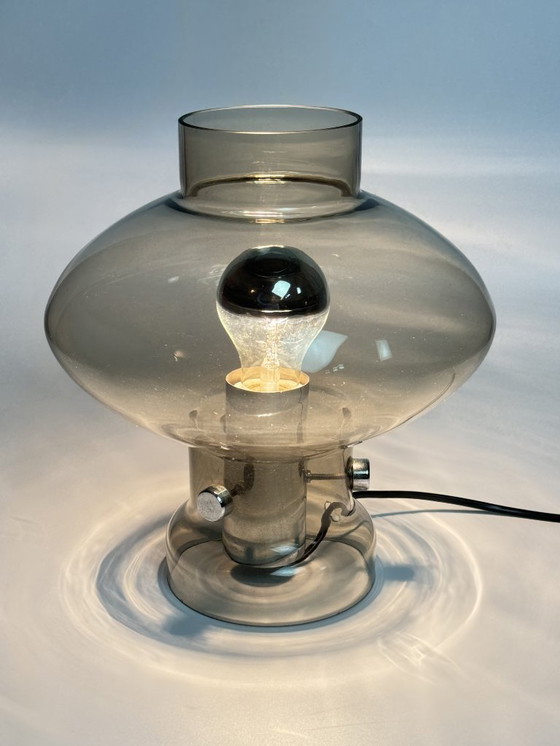 Image 1 of Vintage Design Smoked Glass Table Lamp by F. Nettelhof, Germany, 1960s