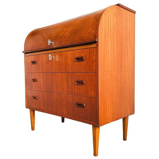 Image 1 of Vintage Egon Ostergaard deens design mid-century roltop secretaire kast bureau 1960's