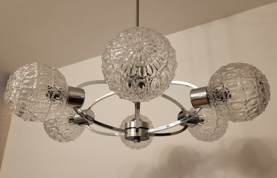 Sputnik lamp, presumably by Richard Essig, 6-light – Chandeliers, Chrome (photo 10 of 10)