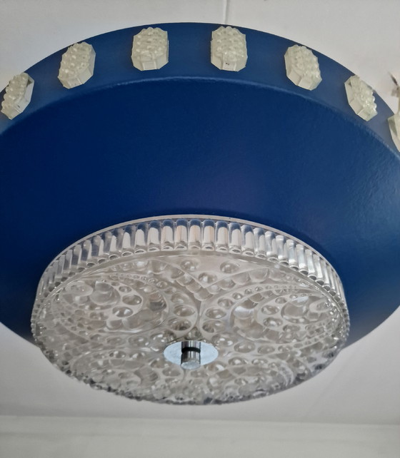 Image 1 of Vintage space age glas en metalen hanglamp