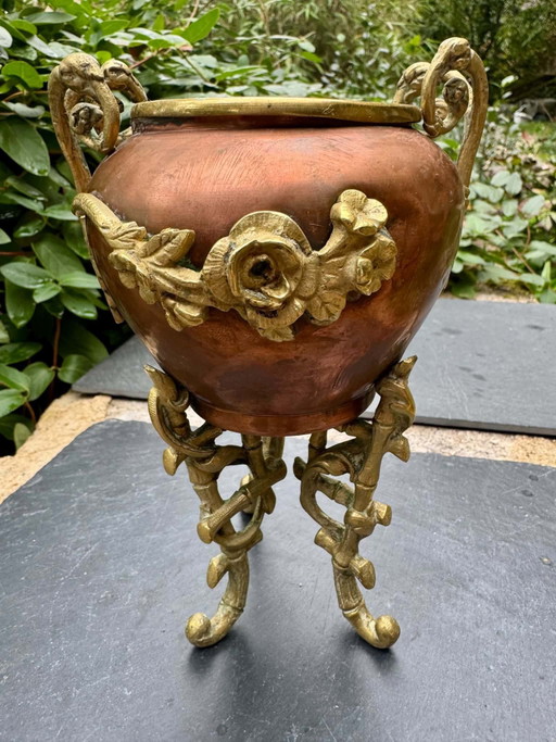 Kupfer-Bronze-Pflanzgefäß aus dem 19. Jahrhundert