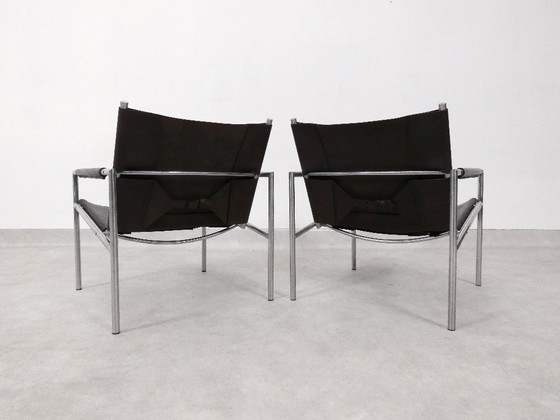 Set SZ 02 Poltrone by Martin Visser - Spectrum, Pelle, Cromo, Nero, Minimalisme (foto 11 di 15)