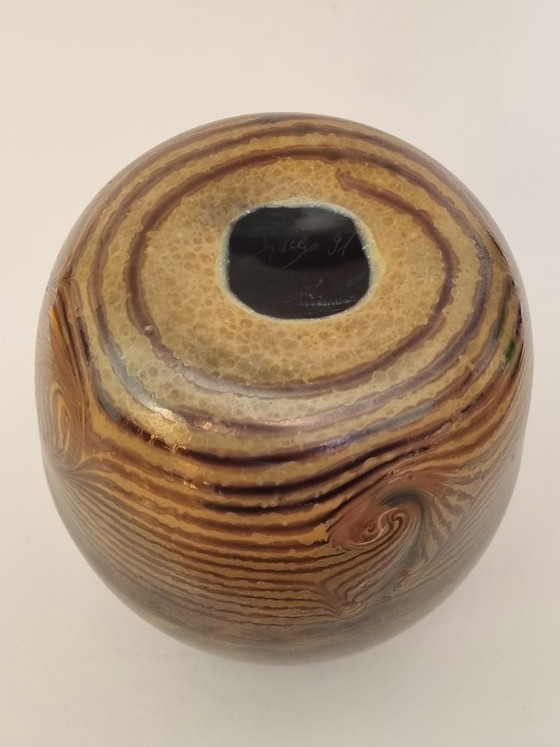 Image 1 of Eisch Studioglas Vase 1991 – Signed – Iridescent – ​​Landscape Decor 18.5cm