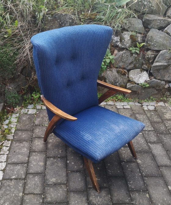 Poltrona vintage "Churchill De Luxe" – Scandinavo/Mid-Century – Poltrone, Wood, Textile (photo 4 of 8)
