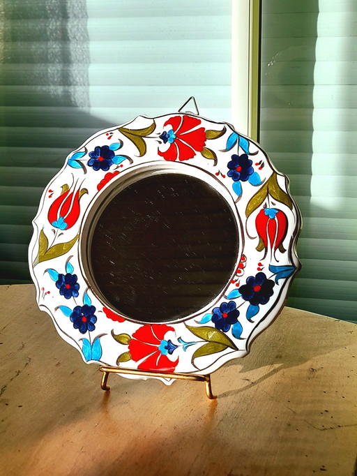 Floral ceramic mirror