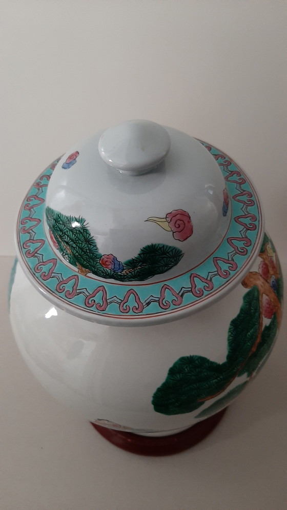 Image 1 of Chinese lidded pot XL Famille rose, midcentury