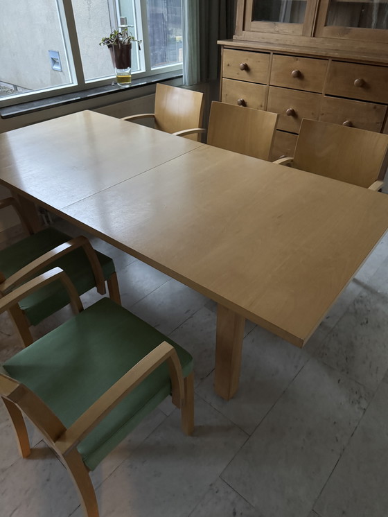 Image 1 of Thonet extendable dining table with 7 Thonet chairs