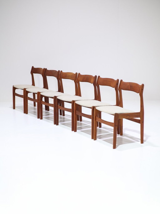 6 sedie da pranzo in teak danese Burchardt Nielsen