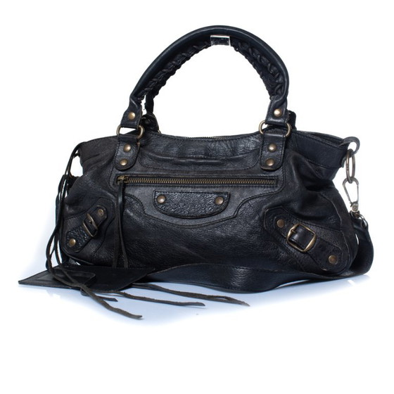 Balenciaga, Motorcycle City Bag mit flachen Nieten – Schultertaschen, Lambskin (photo 5 of 10)