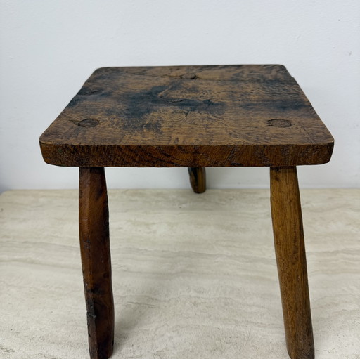 Table d'appoint brutaliste en bois massif, 1970