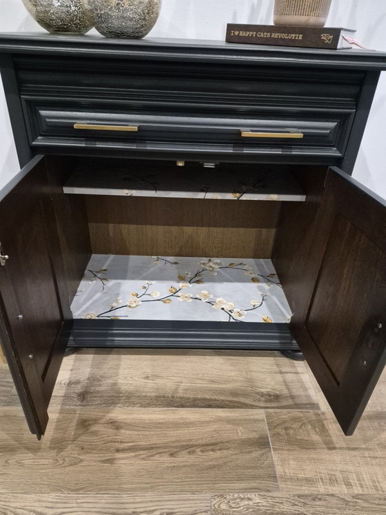 Restyled Cabinet Black-Gray with Gold-Colored Hardware – Chest of drawers, Wood (photo 6 of 6)