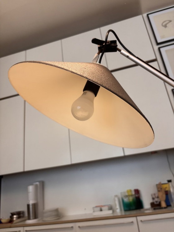 Image 1 of Lampada Aggregato con morsetto Enzo Mari e Giancarlo Fassina per Artemide 1974 Metallo plastica grigia Vintage
