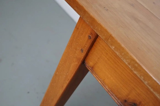 Image 1 of Vintage Franse rustieke boerderij-eettafel van kersenhout, 20e eeuw