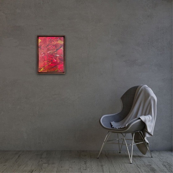 Image 1 of Abstract acrylic artist painting on canvas frame 46x33cm.