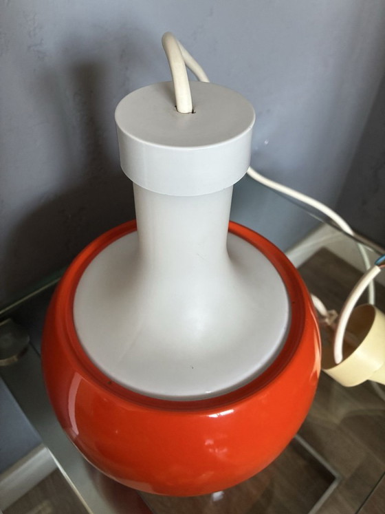 Rolf Krüger for Staff Leuchten tafellamp, jaren 60, Tafellampen, Kunststof, Oranje, Mid Century Modern (foto 3 van 5)
