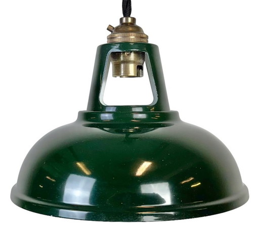 Lampada da soffitto vintage industriale dipinta di verde, anni 2000
