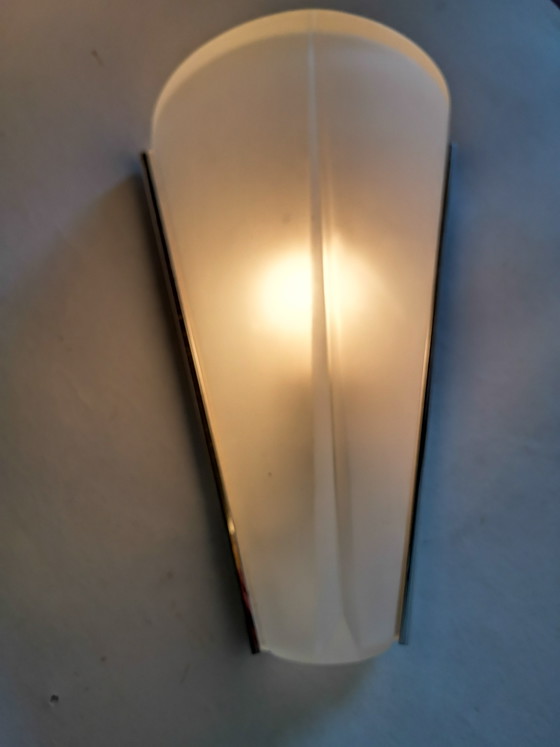 Image 1 of Minimalist vintage wall lamp by Hustadt, frosted glass with chrome